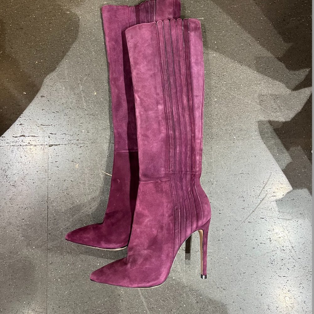 ZVELLE Purple Knee High Heeled Boots